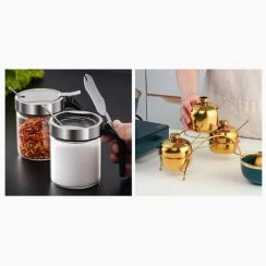 Wholesale of High Quality Glass Spice Jar Set with 304 Stainless Steel Lids