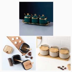 Wholesale of Ceramic Spice Bottle Set Matte Marble Pattern Porcelain Storage Jars